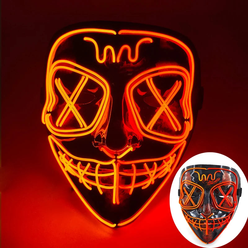 Halloween Skull Skeleton Head Headwear Horror Party Mask Light up in the Dark Night Disguise Glowing Purge Mask for Halloween