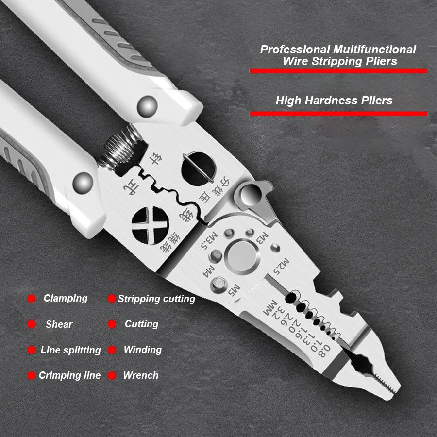 Electrician Specific Wire Stripping Pliers Multifunctional Electricians Maintenance Anti-Slip Stripper Cable Crimper Pliers Tool