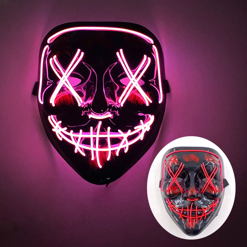 Halloween Skull Skeleton Head Headwear Horror Party Mask Light up in the Dark Night Disguise Glowing Purge Mask for Halloween