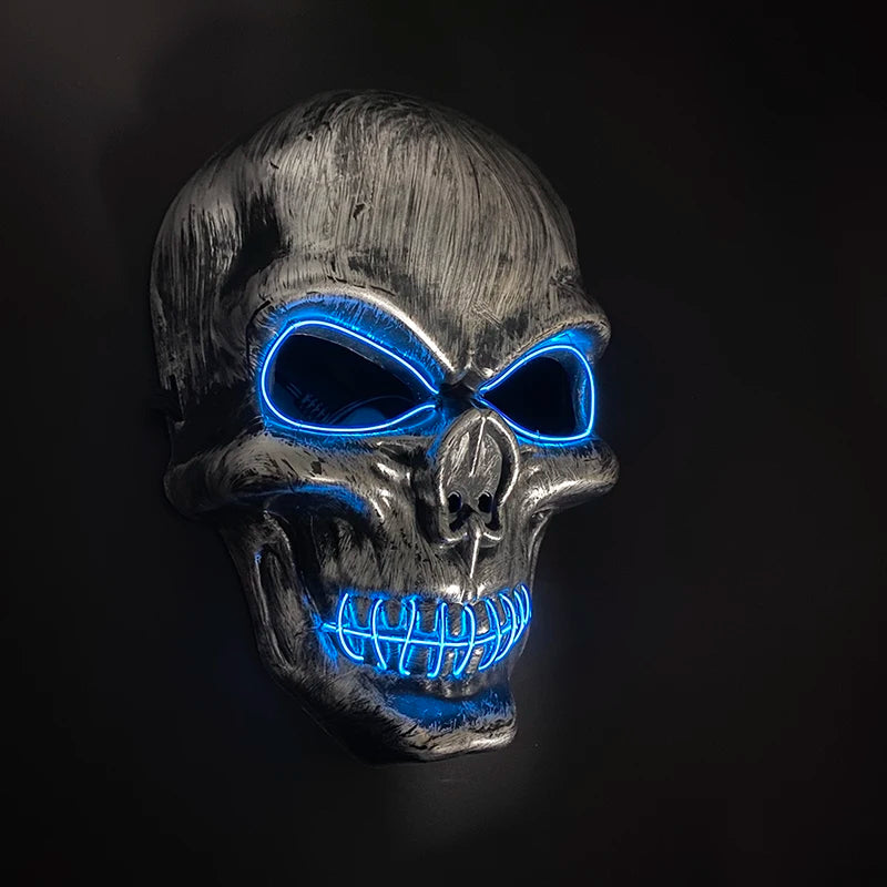 Halloween Skull Skeleton Head Headwear Horror Party Mask Light up in the Dark Night Disguise Glowing Purge Mask for Halloween