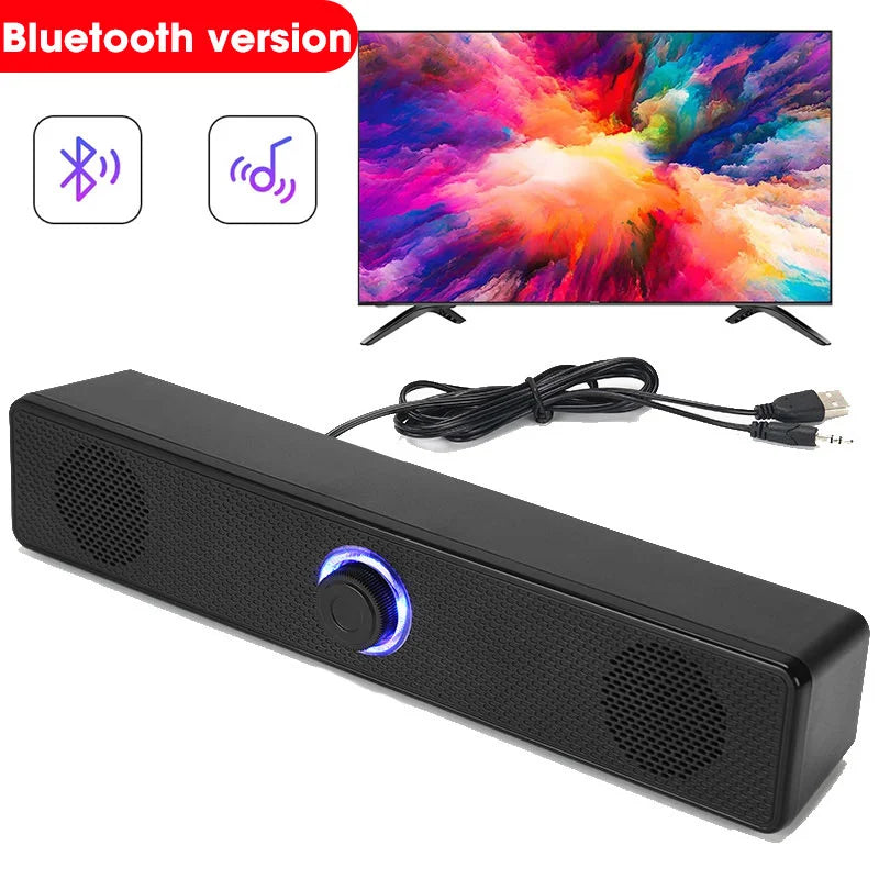 4D Computer Speaker Bar Stereo Sound Subwoofer Bluetooth Speaker for Macbook Laptop Notebook PC Music Player Wired Loudspeaker