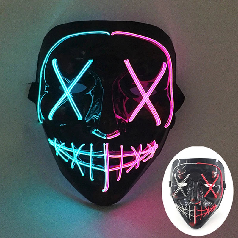 Halloween Skull Skeleton Head Headwear Horror Party Mask Light up in the Dark Night Disguise Glowing Purge Mask for Halloween