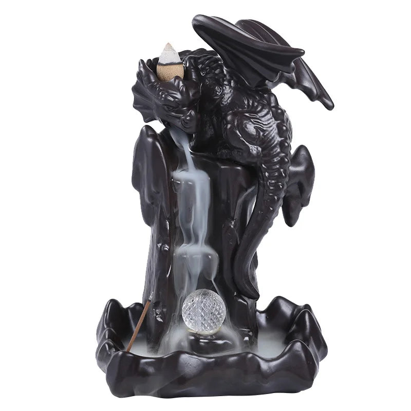 +20Cones LED Dragon Burner Ceramic Smoke Backflow Incense Burner Holder Aromatherapy Furnace Smell Aromatic Home Decor Censer