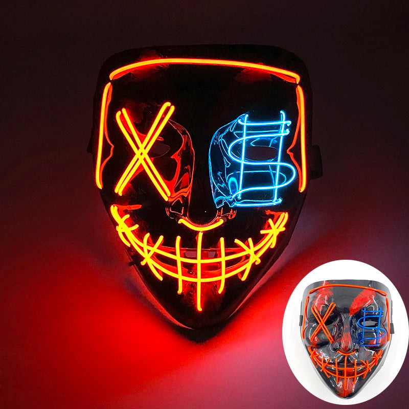 Halloween Skull Skeleton Head Headwear Horror Party Mask Light up in the Dark Night Disguise Glowing Purge Mask for Halloween