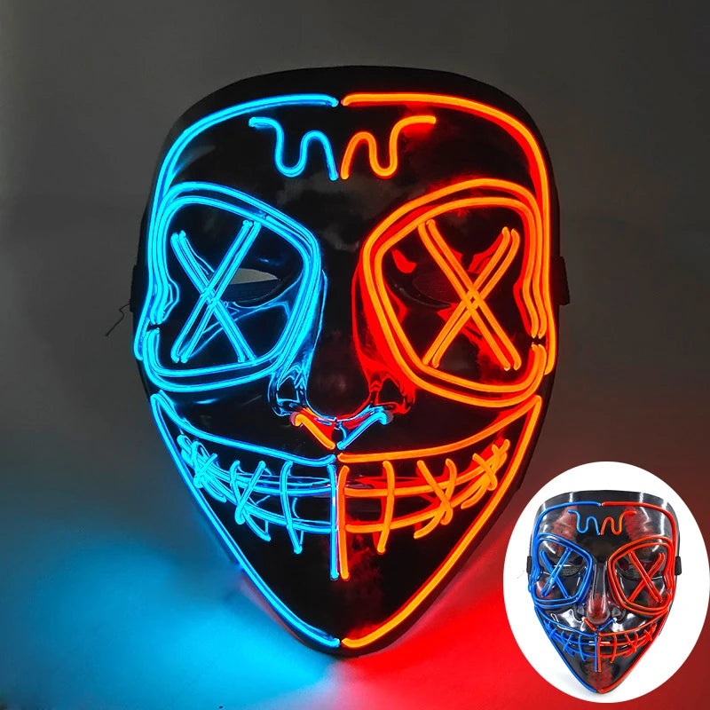 Halloween Skull Skeleton Head Headwear Horror Party Mask Light up in the Dark Night Disguise Glowing Purge Mask for Halloween