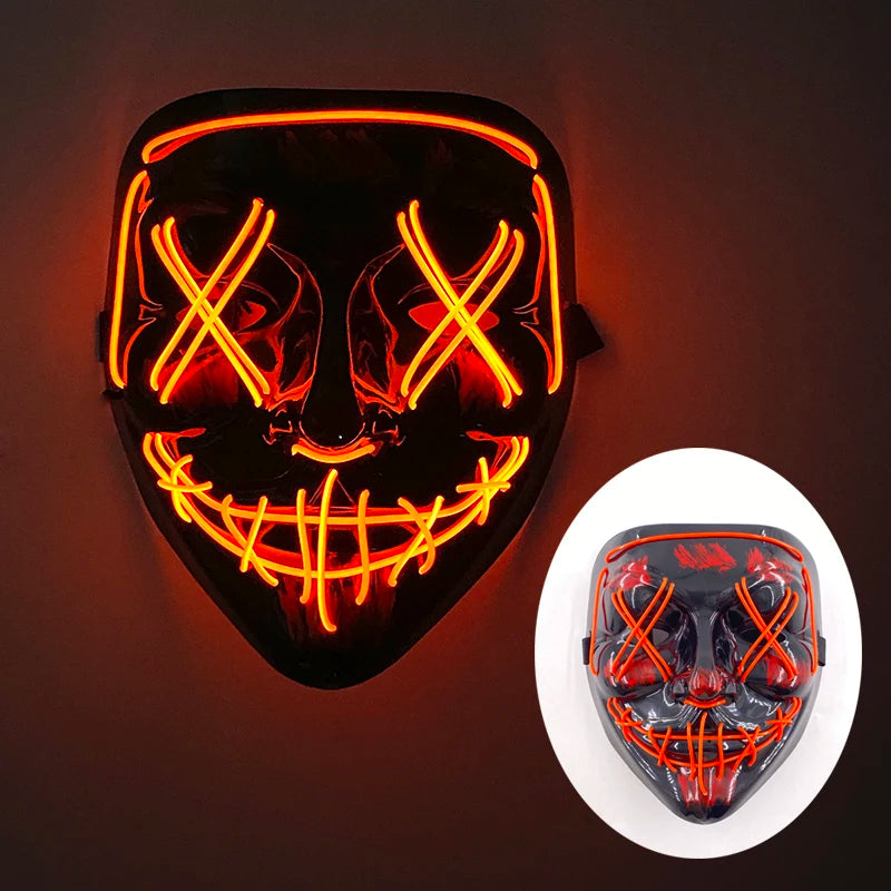 Halloween Skull Skeleton Head Headwear Horror Party Mask Light up in the Dark Night Disguise Glowing Purge Mask for Halloween