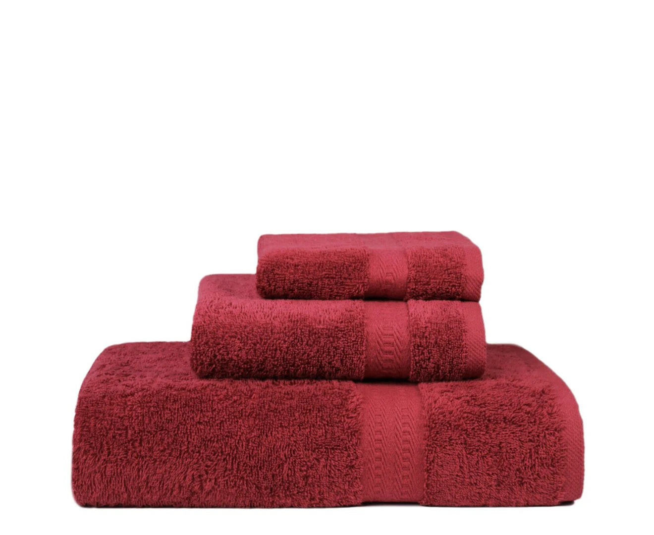 3PCS 100% Combed Cotton Towel Set Bath Towel Hand Towel & Face Washer Sets Burgundy