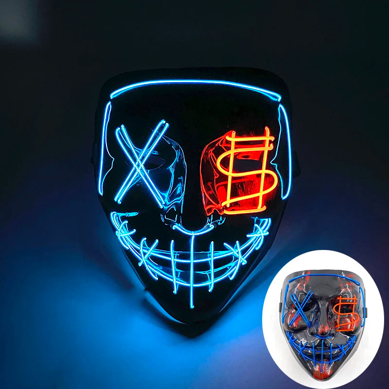 Halloween Skull Skeleton Head Headwear Horror Party Mask Light up in the Dark Night Disguise Glowing Purge Mask for Halloween