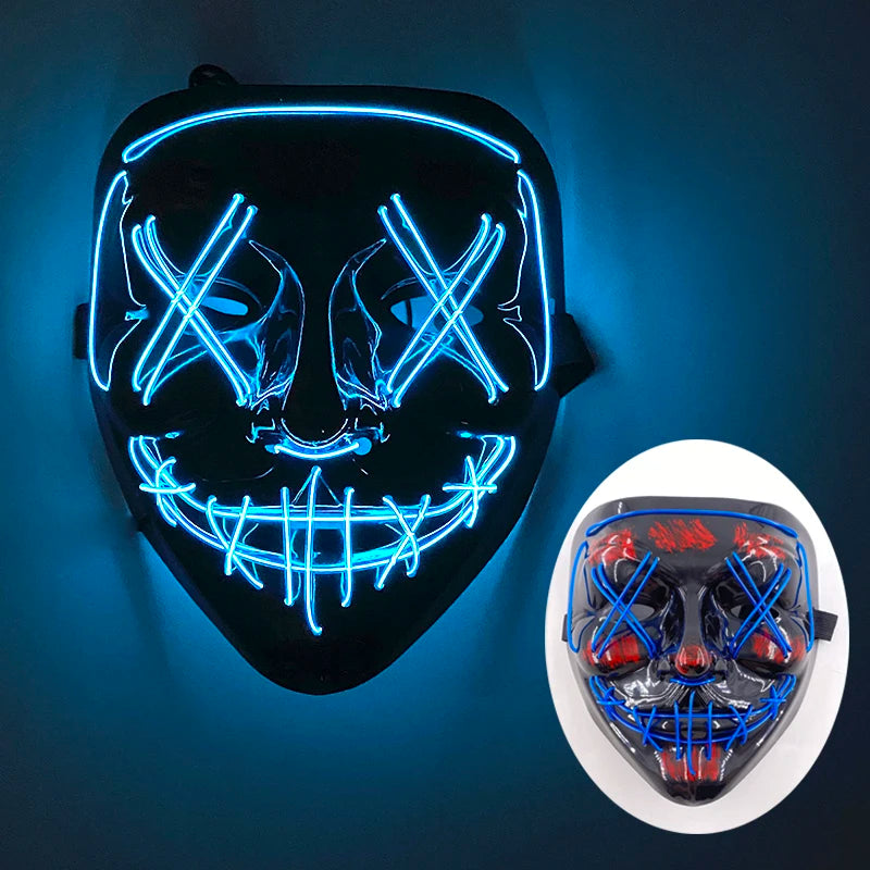 Halloween Skull Skeleton Head Headwear Horror Party Mask Light up in the Dark Night Disguise Glowing Purge Mask for Halloween