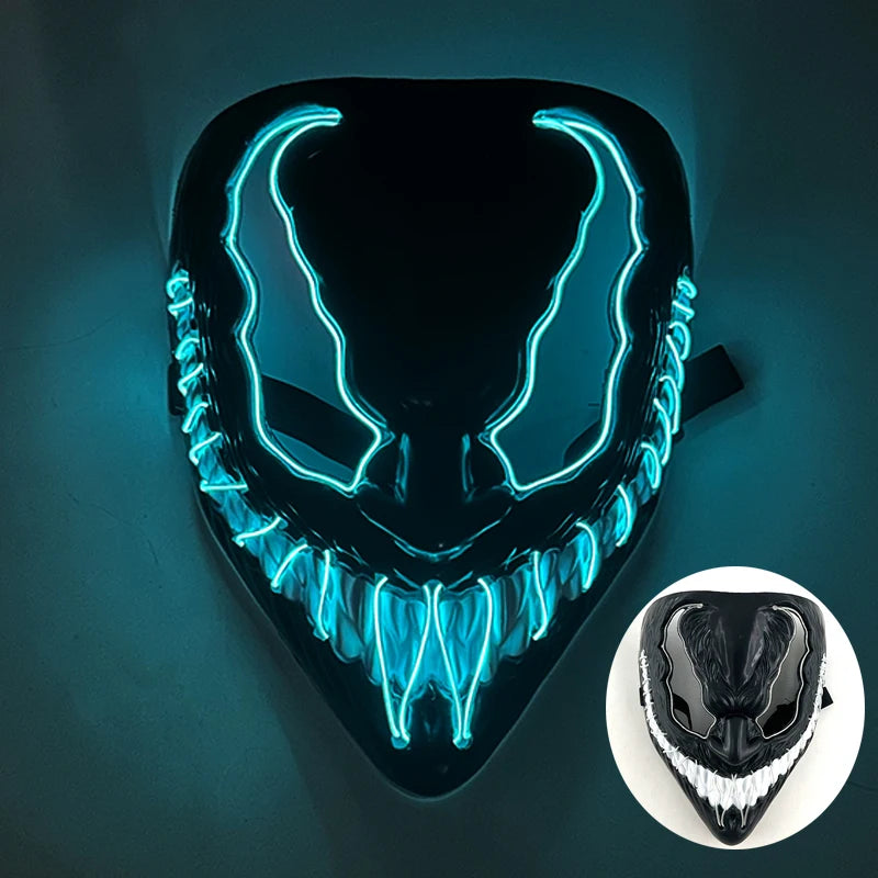 Halloween Skull Skeleton Head Headwear Horror Party Mask Light up in the Dark Night Disguise Glowing Purge Mask for Halloween