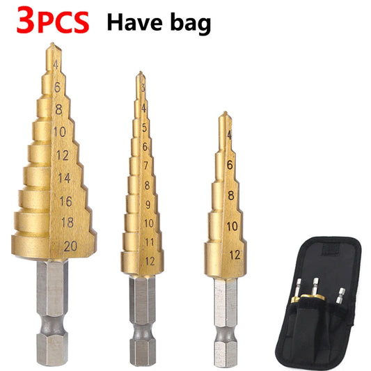 4-32 Mm 4-20 Mm HSS Titanium Coated Step Drill Bit High Speed Steel Metal Wood Hole Cutter Cone Drilling Tool