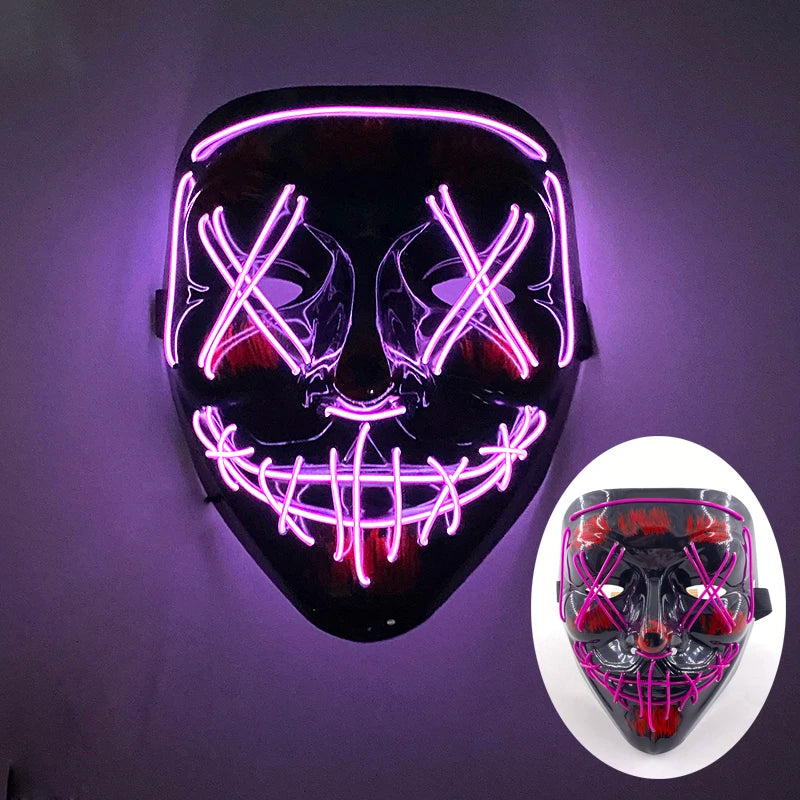 Halloween Skull Skeleton Head Headwear Horror Party Mask Light up in the Dark Night Disguise Glowing Purge Mask for Halloween