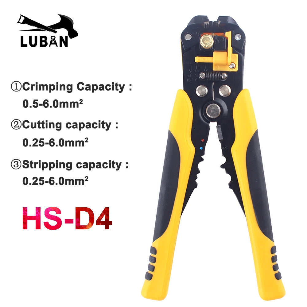 Multifunctional Automatic Cable Wire Stripper Plier Self Adjusting Crimper Terminal Tool HS-D4 D5 Wires Cutter Multitool Yellow