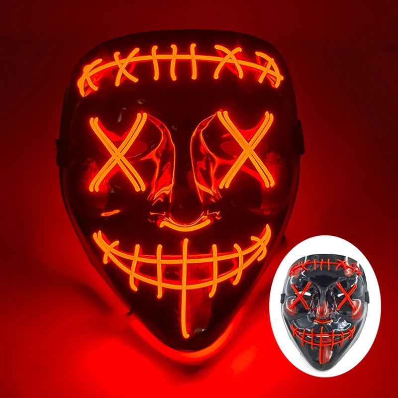 Halloween Skull Skeleton Head Headwear Horror Party Mask Light up in the Dark Night Disguise Glowing Purge Mask for Halloween