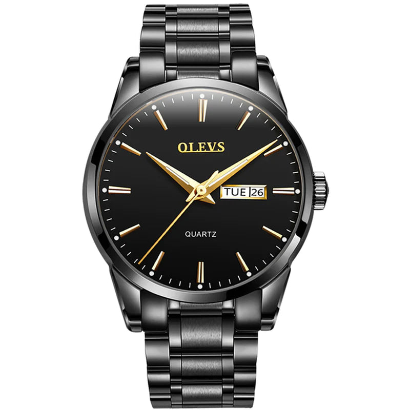 OLEVS Men Watches Waterproof Stainless Steel Quartz Male Wristwatch Men Gold Watch Fashion Luminous Luxury Watches for Men