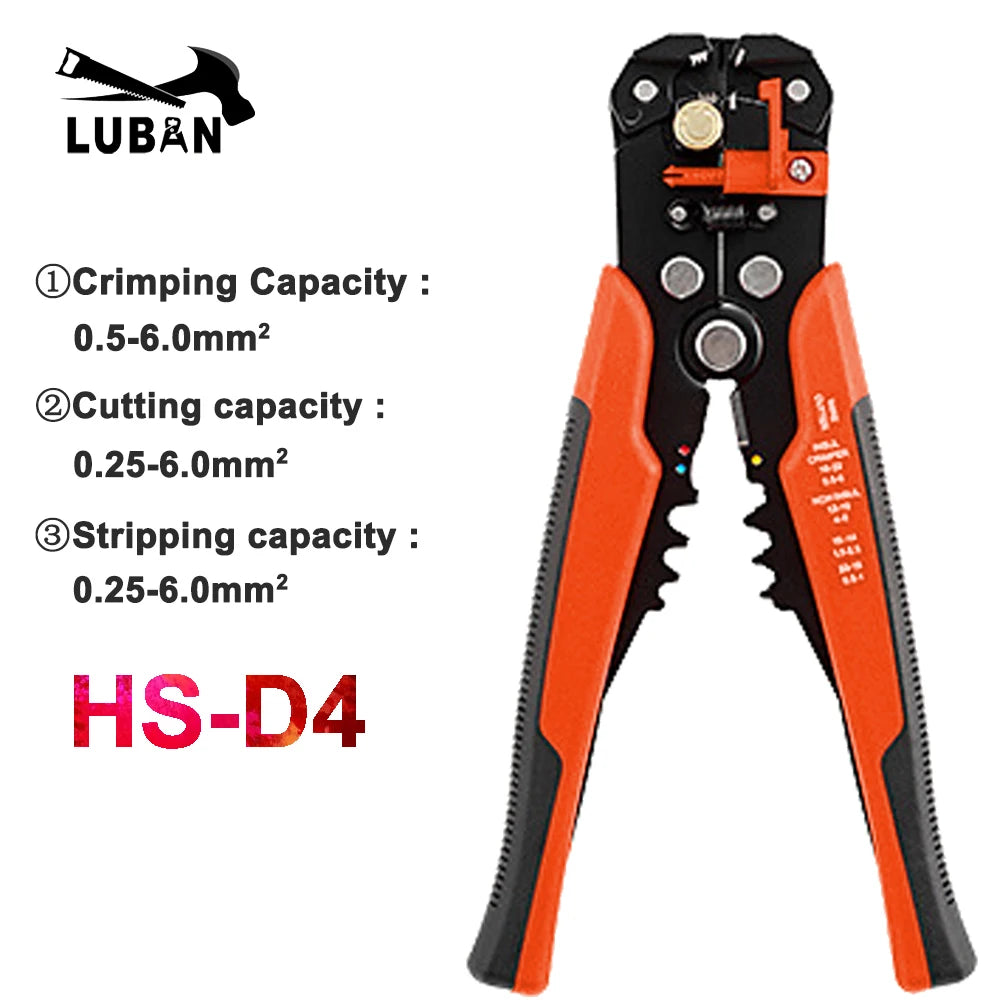 Multifunctional Automatic Cable Wire Stripper Plier Self Adjusting Crimper Terminal Tool HS-D4 D5 Wires Cutter Multitool Yellow