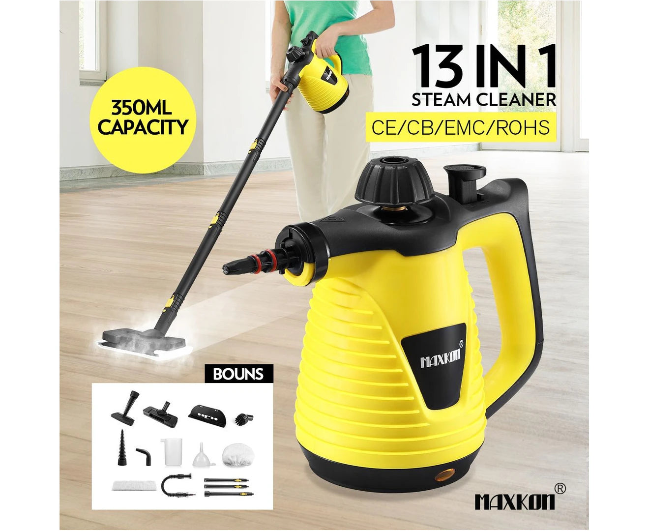 13 in 1 Handheld Steam Cleaner Mop with Accessories