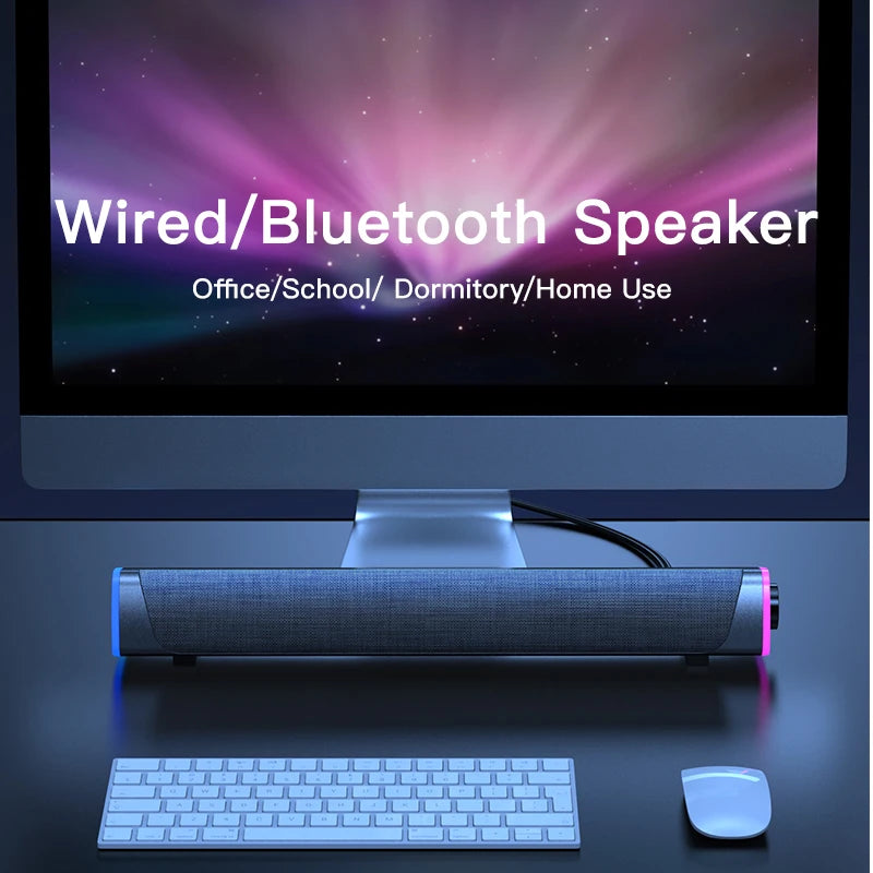 4D Computer Speaker Bar Stereo Sound Subwoofer Bluetooth Speaker for Macbook Laptop Notebook PC Music Player Wired Loudspeaker