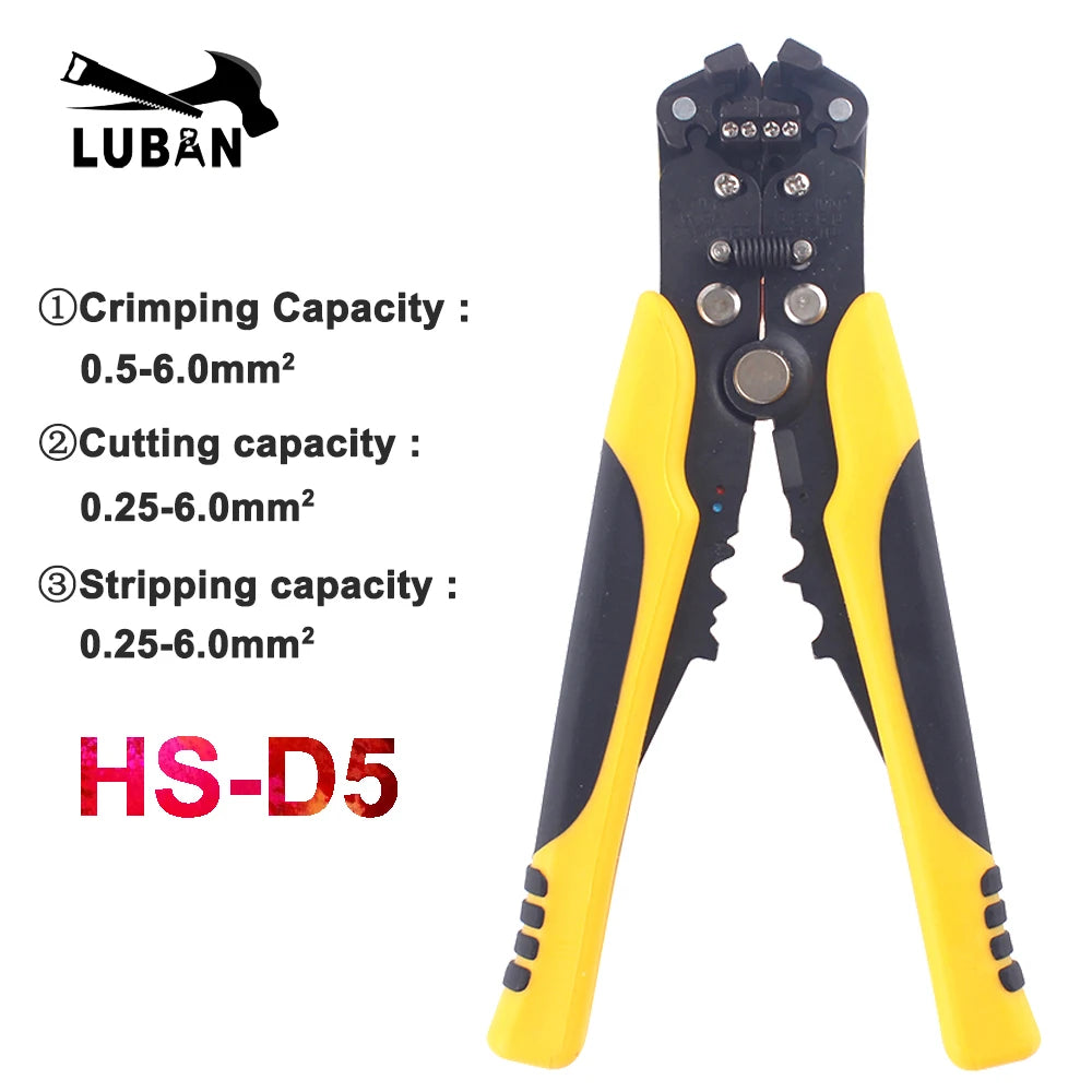 Multifunctional Automatic Cable Wire Stripper Plier Self Adjusting Crimper Terminal Tool HS-D4 D5 Wires Cutter Multitool Yellow