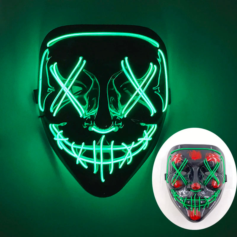 Halloween Skull Skeleton Head Headwear Horror Party Mask Light up in the Dark Night Disguise Glowing Purge Mask for Halloween