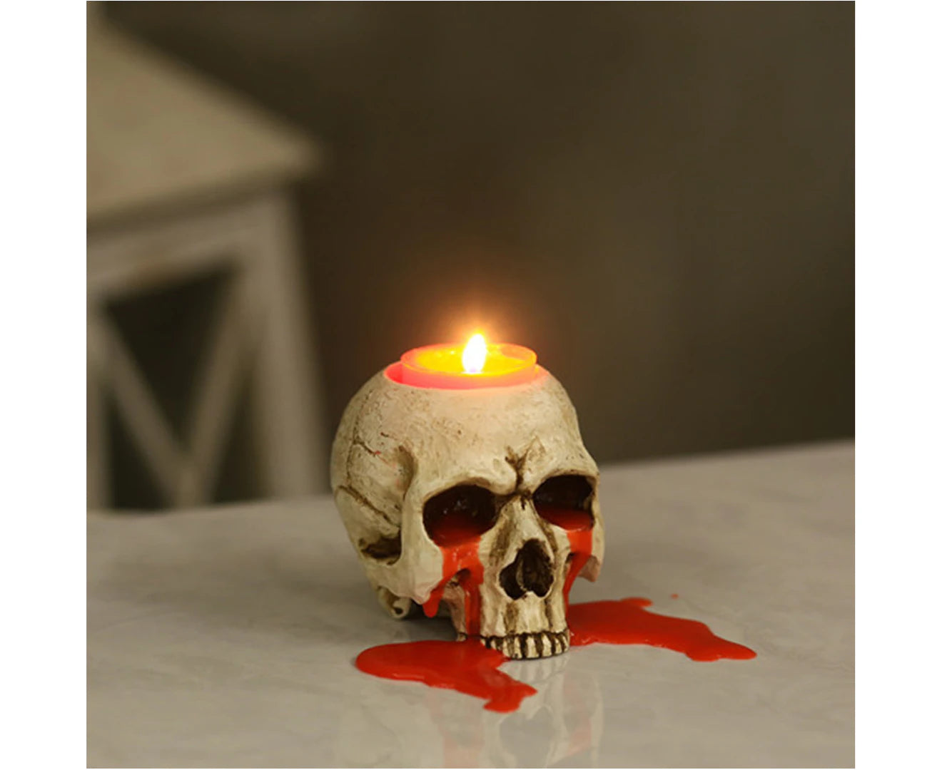 Freestanding Candle Holder Decorative Resin Gothic Creepy Skeleton Candle Organizer Party Supplies