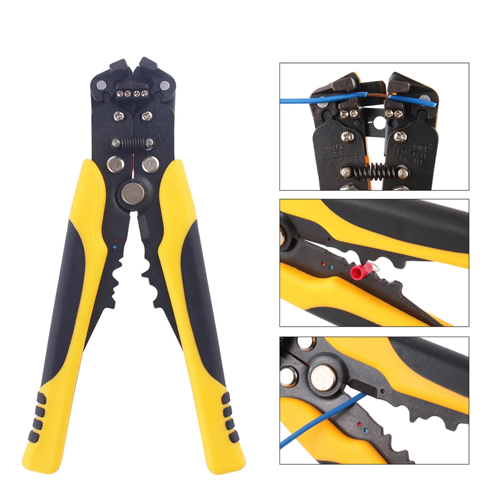 Multifunctional Automatic Cable Wire Stripper Plier Self Adjusting Crimper Terminal Tool HS-D4 D5 Wires Cutter Multitool Yellow