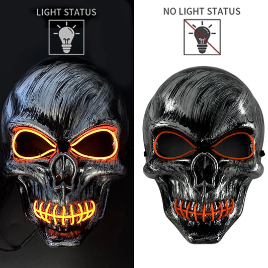 Halloween Skull Skeleton Head Headwear Horror Party Mask Light up in the Dark Night Disguise Glowing Purge Mask for Halloween