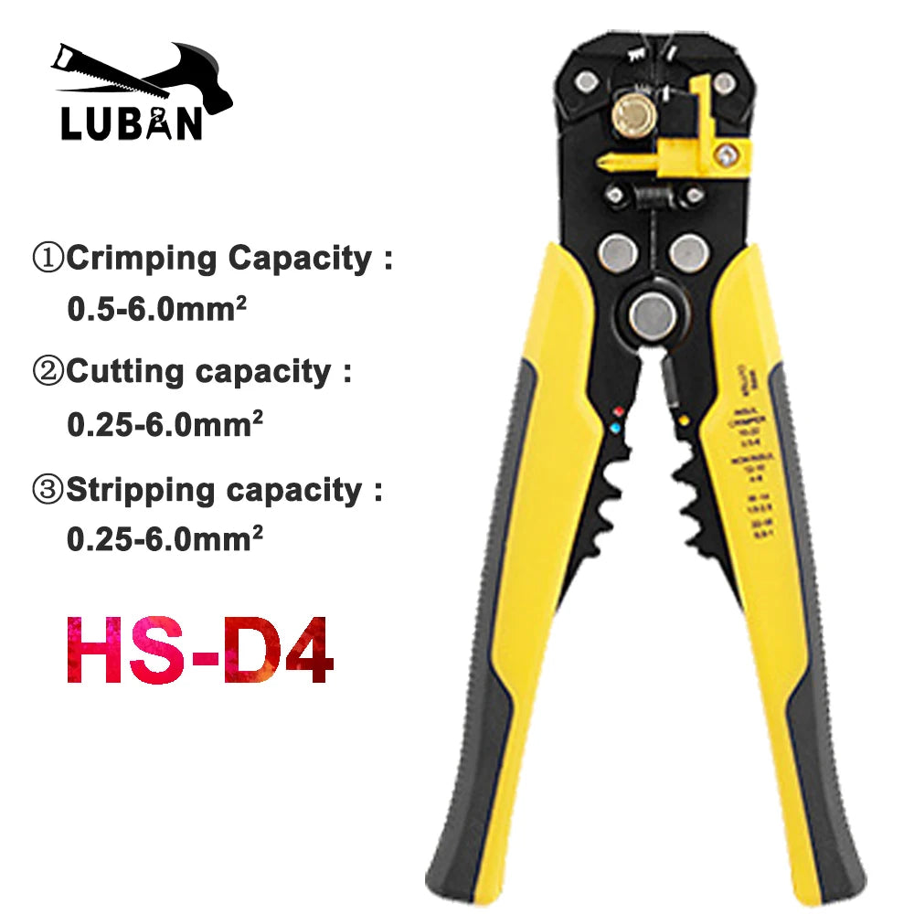 Multifunctional Automatic Cable Wire Stripper Plier Self Adjusting Crimper Terminal Tool HS-D4 D5 Wires Cutter Multitool Yellow