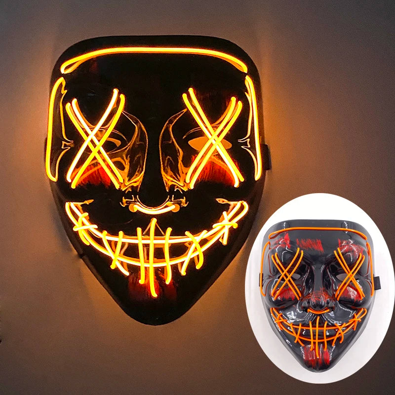 Halloween Skull Skeleton Head Headwear Horror Party Mask Light up in the Dark Night Disguise Glowing Purge Mask for Halloween