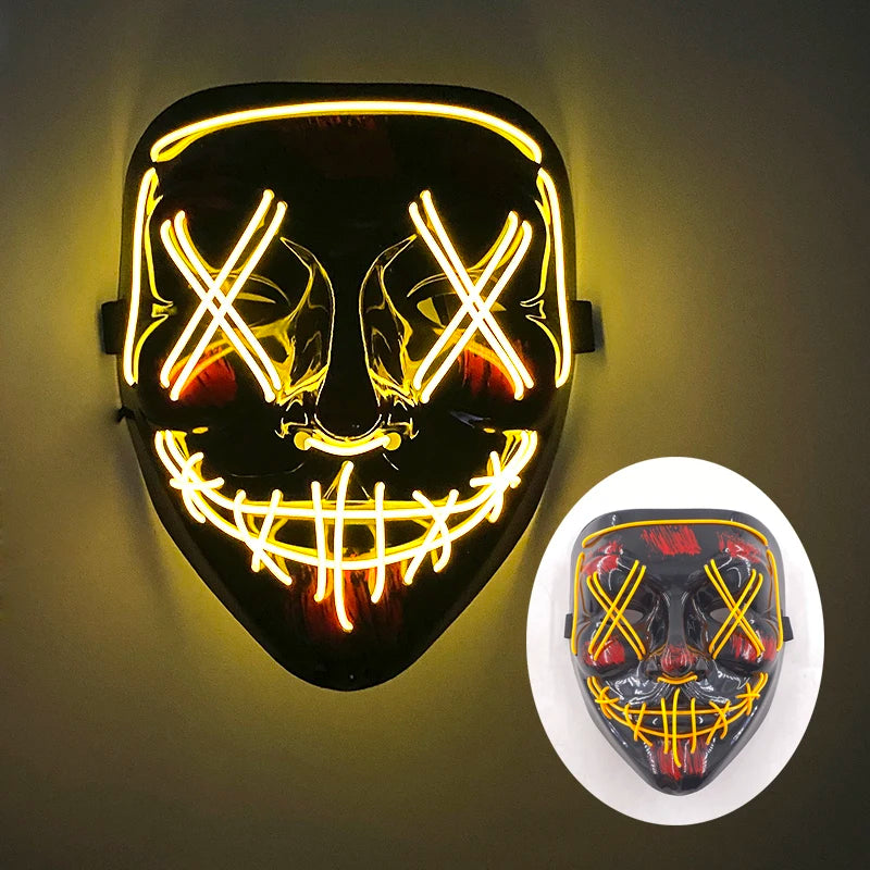 Halloween Skull Skeleton Head Headwear Horror Party Mask Light up in the Dark Night Disguise Glowing Purge Mask for Halloween