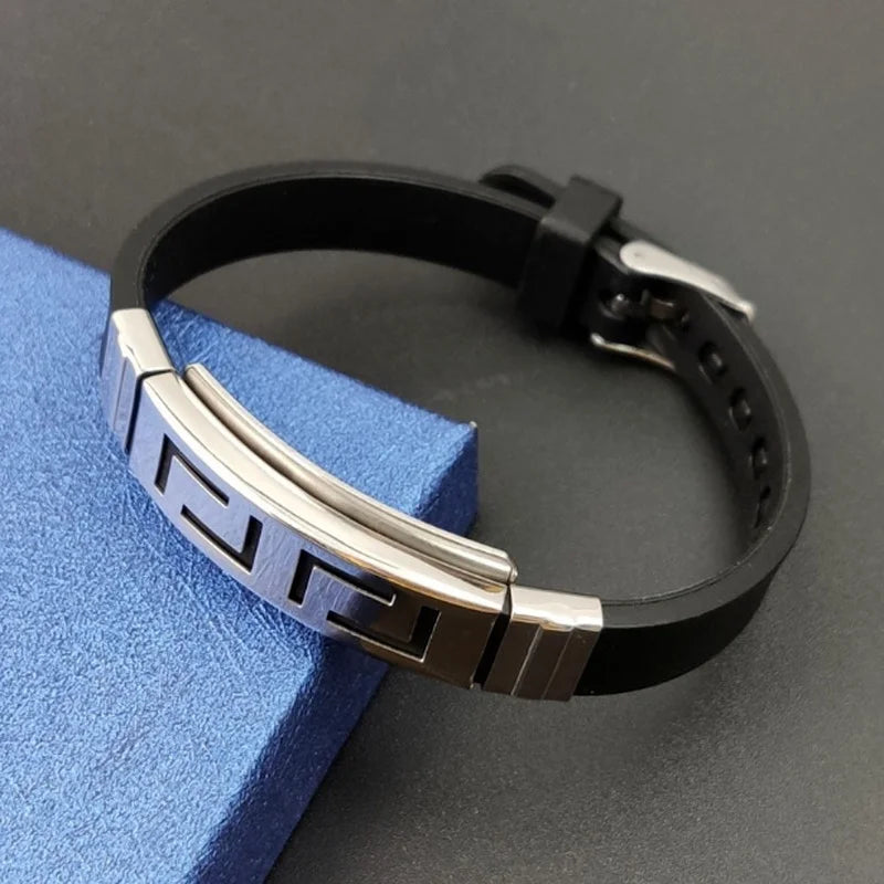 Gentleman Leather Titanium Steel Braided Buckle Bracelet Men and Women Tai Chi Bracelet Retro Bracelet Jewelry